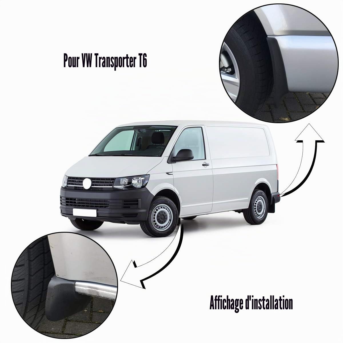 XUKEY Lot de Bavettes pour Transporter Caravelle T6 Multivan Kombi 2015 2016 2017 2018 Garde-boues Anti-éclaboussures à Rabat avec vis Avant arrière