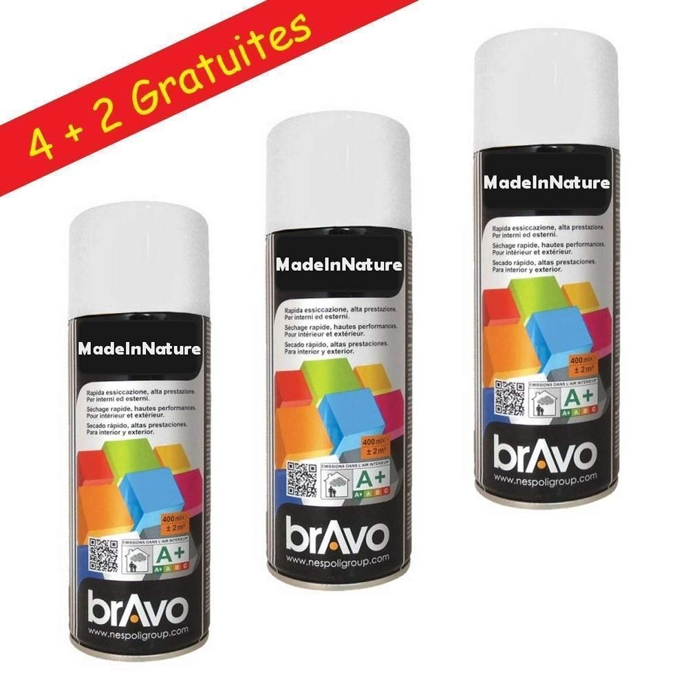 MadeInNature - Lote de 6 botes de pintura blanca brillante, aerosol Nespoli, 400 ml, 6 unidades