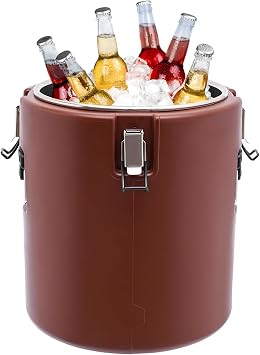 Food Warmers Hot Box, 30L/27.24 QT Food Cooler Insulated Food Carrier, Portable Commercial Soup Container for Hot or Cold Food Storage Restaurant Canteen Home Party Lunch Brown