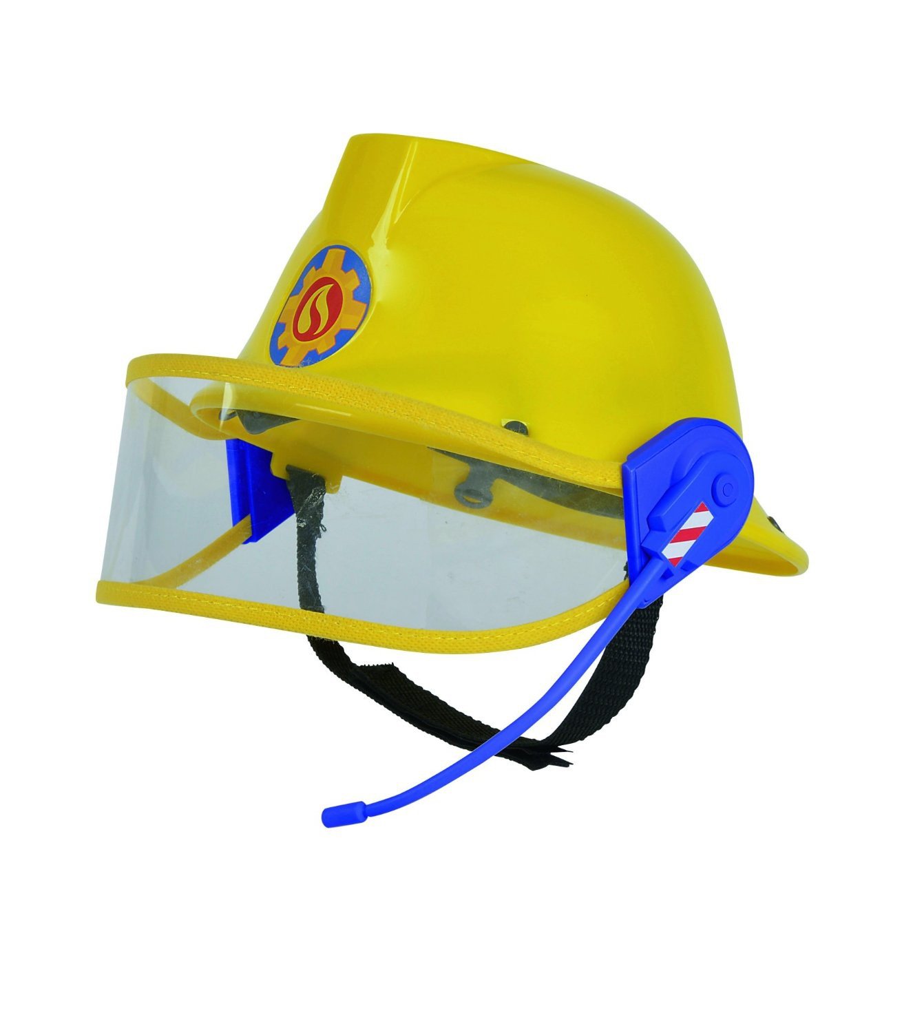 Simba 109258698 – kask strażaka Sam, kask strażacki, żółty, z mikrofonem, możliwość regulacji rozmiaru, śr.: 48-53 cm, dla dzieci od 3 lat