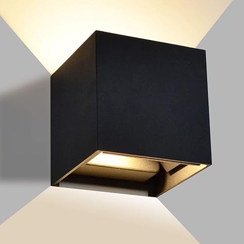 Miniatura 8 de Paquete de 3 luces de porche para exteriores, paquete de 3 con luces de pared exteriores, luces de arriba y abajo, luces de pared LED, cubo pequeño