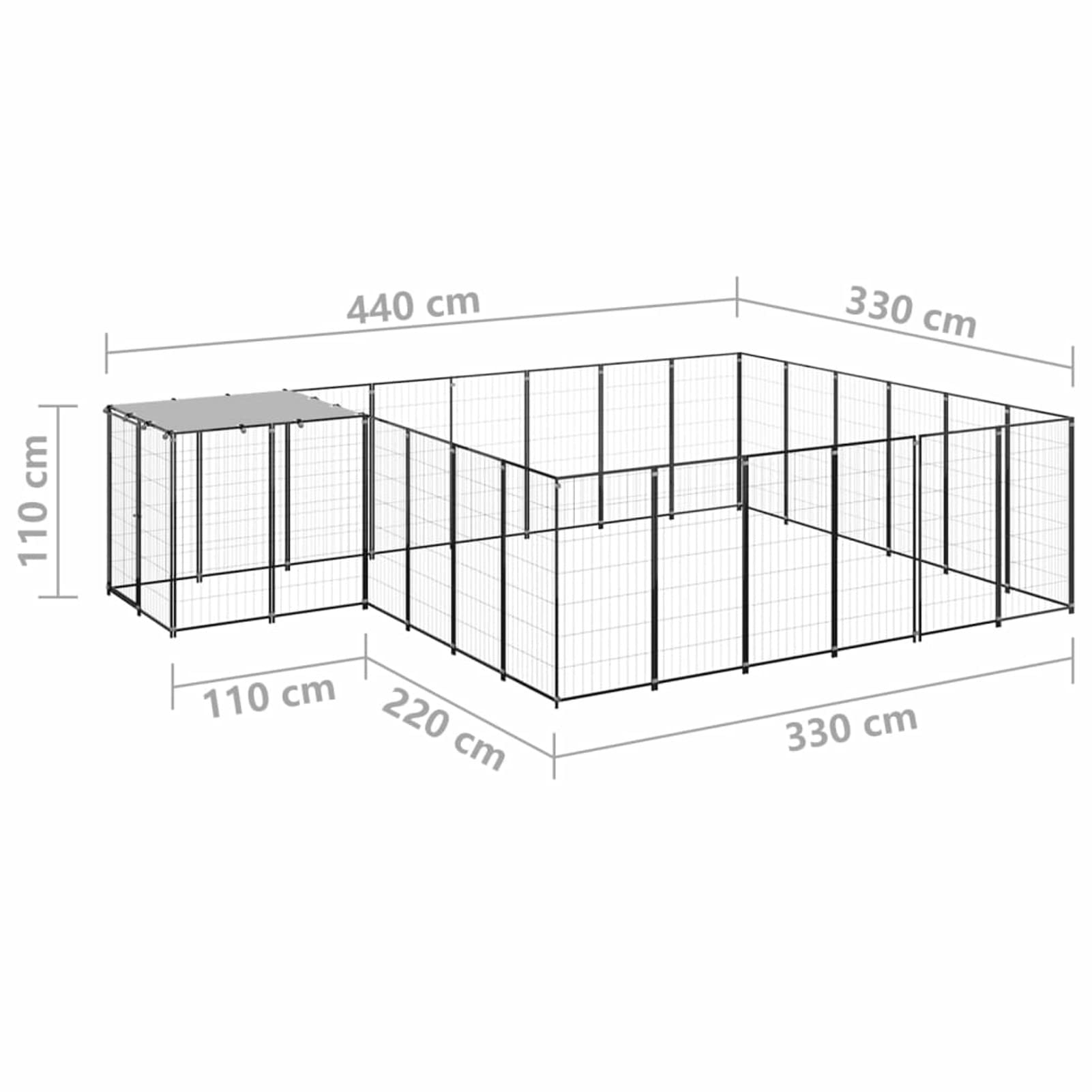 Homgoday Czarna klatka dla psa 12,1 m² stalowa klatka dla psa wewnętrzna klatka dla psa Kennel dla psów klatki dla psów klatki dla psów ogrodzenie dla psa na zewnątrz