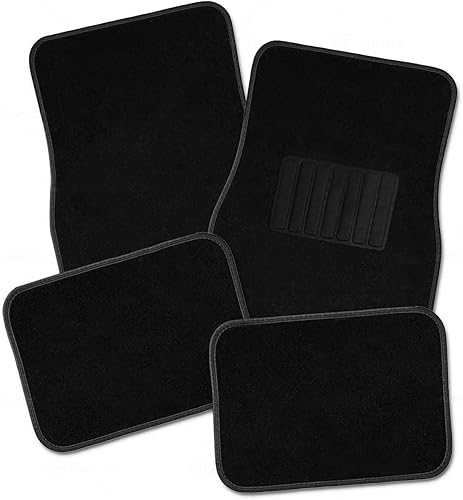 zona Tech ALL weather Alfombra Vehículo Floor mats- 4-Piece Negro Calidad Premium Alfombra Piso Esteras Plus vinilo talón Pad para Protección