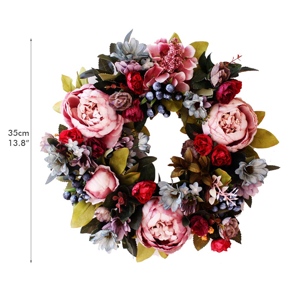 Weihnachts-Pfingstrosen-Kranz, Elegante Handgefertigte Künstliche Girlande für Tür, Wand, Heimdekoration für Familie, Freunde, Hochzeit, Party
