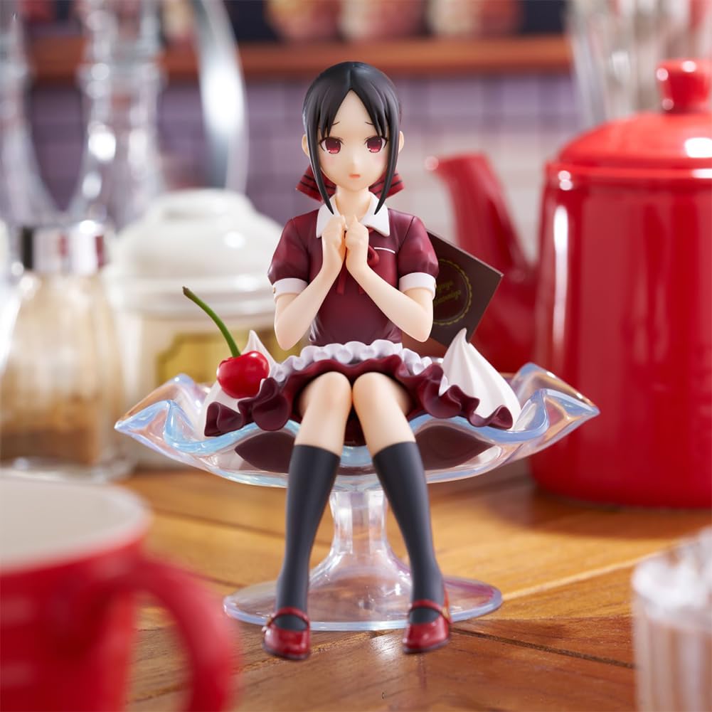DEXSHUN Shinomiya Kaguya figurka Anime Shinomiya Kaguya/Fujiwara Chika, kubek deserowy, siedzący, figurka, model PCW, figurka akcji, anime, merch, dekoracja, ornamenty, prezent dla fanów, 13 cm