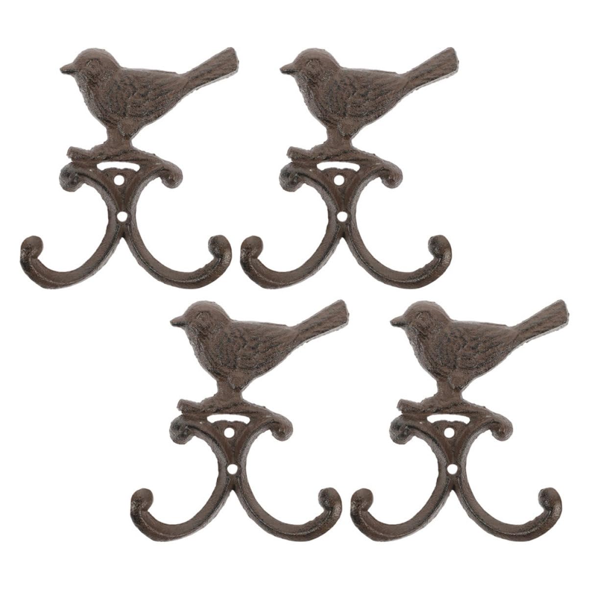 Crochets muraux oiseaux en fer forgé vintage pour entrée et jardin (Lot de 4)