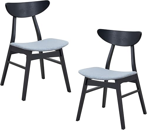 Miniatura 4 de Dining Chairs Set of 2, Modern Soft Upholstered Kitchen Side Chairs with Wooden Frame, Table & Chair Sets for Dining Room, Living Room, Black,Negro