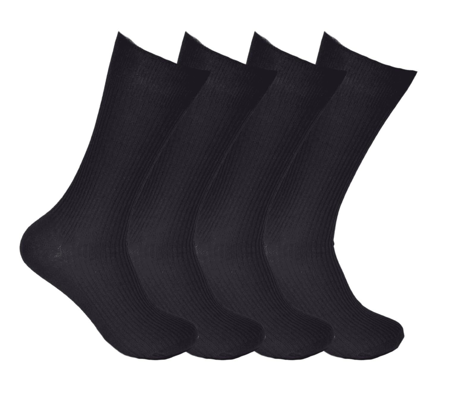 Shopmcr Men's Black 6 Pairs 100% Cotton Non-Elastic Diabetic Socks For Ribbed Design, Loose Soft Top, Uk Size 11-14 (6P, Bk, 11-14)