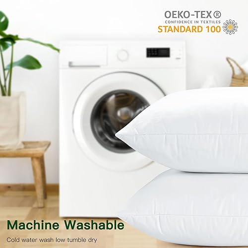 Miniatura 5 de OTOSTAR Paquete de 1 almohada de plumón y plumas, 24 x 24 pulgadas, relleno de almohada cuadrado suave y esponjoso con funda de algodón 100%