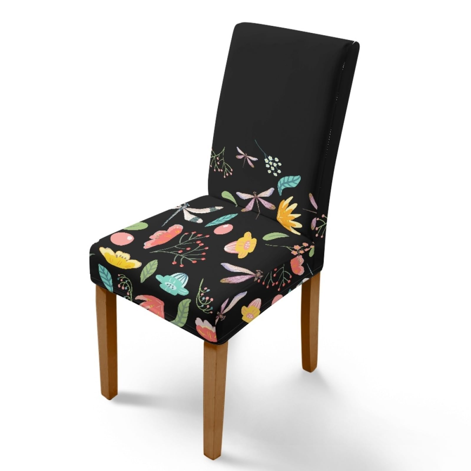 Chair Covers Black Plant Insects Dining Chair Covers for Dining Chairs 6 Stretch Spandex Washable Reusable Universal Dining Chair Cover Slipcovers Removable Protector for Kitchen, Party, Home Decor