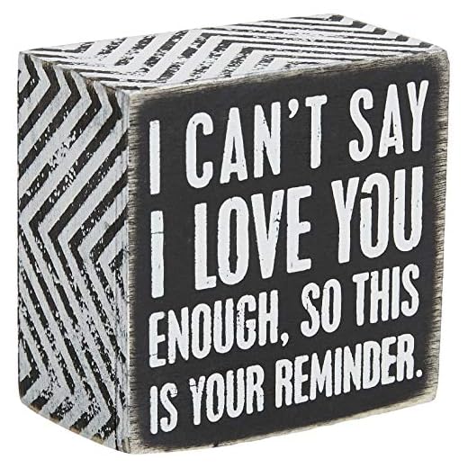 Primitives by Kathy 23238 Chevron Trimmed Box Sign, 3 x 3-Inches, I Love You