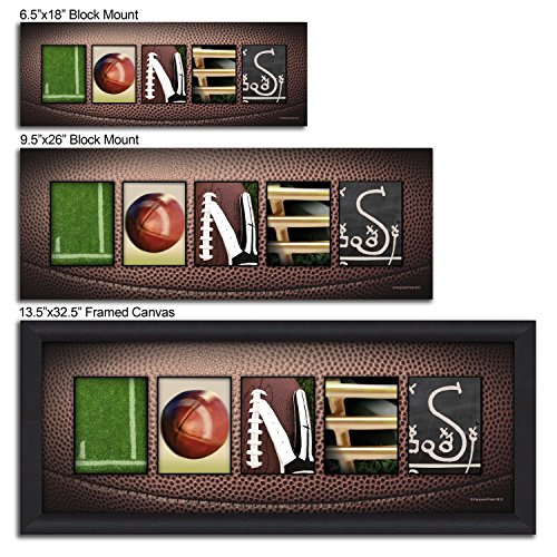 Block Mount - Personalized Football Name Art Decor Print For Man Cave, Boys Room, Or Office! #TOP2