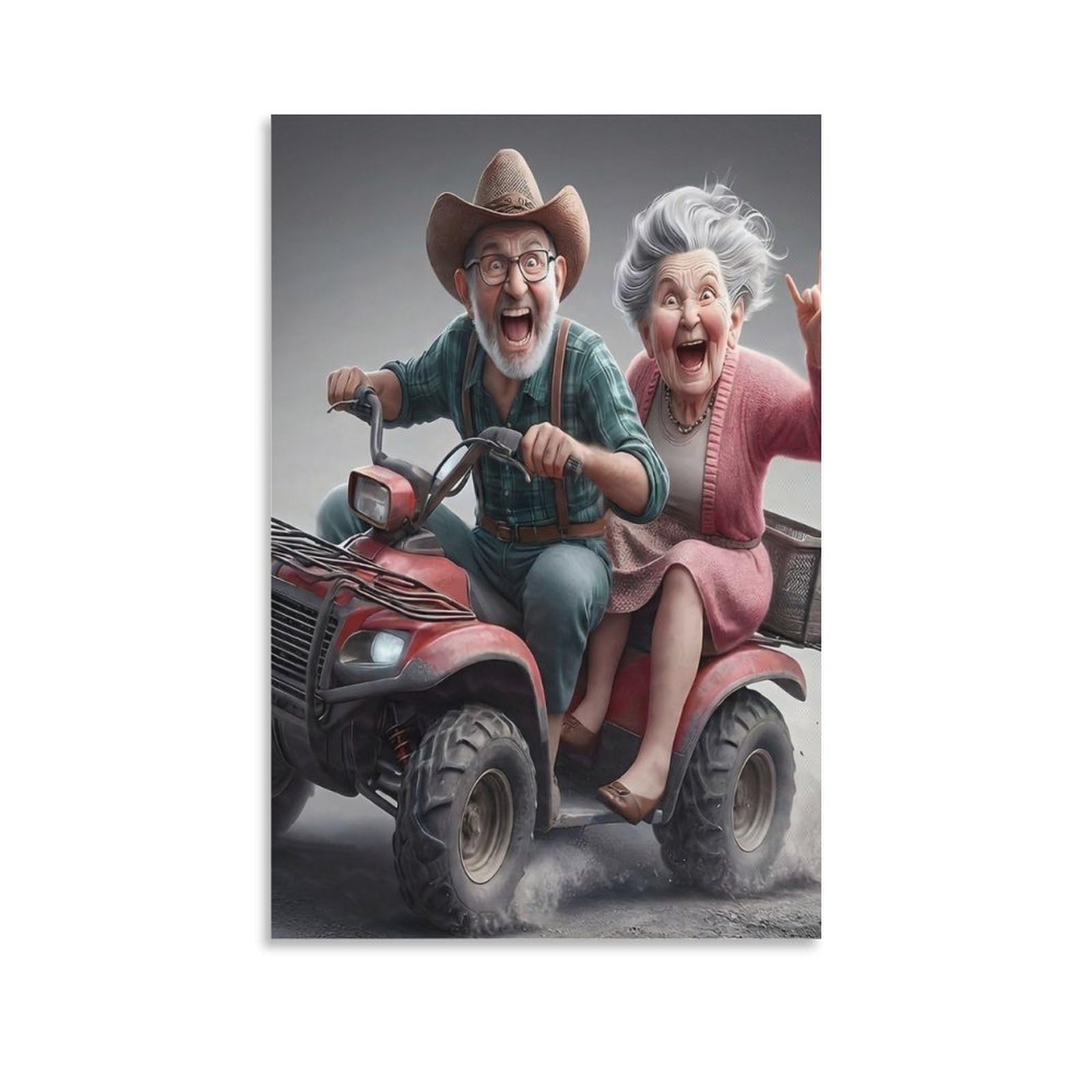 DHBANEIOK Elderly Couple Riding Poster Artwork Canvas Prints Picture Modern Canvas Wall Art Picture Wall Hanging for Bathroom Wall Decor 20x30inch(50x75cm)