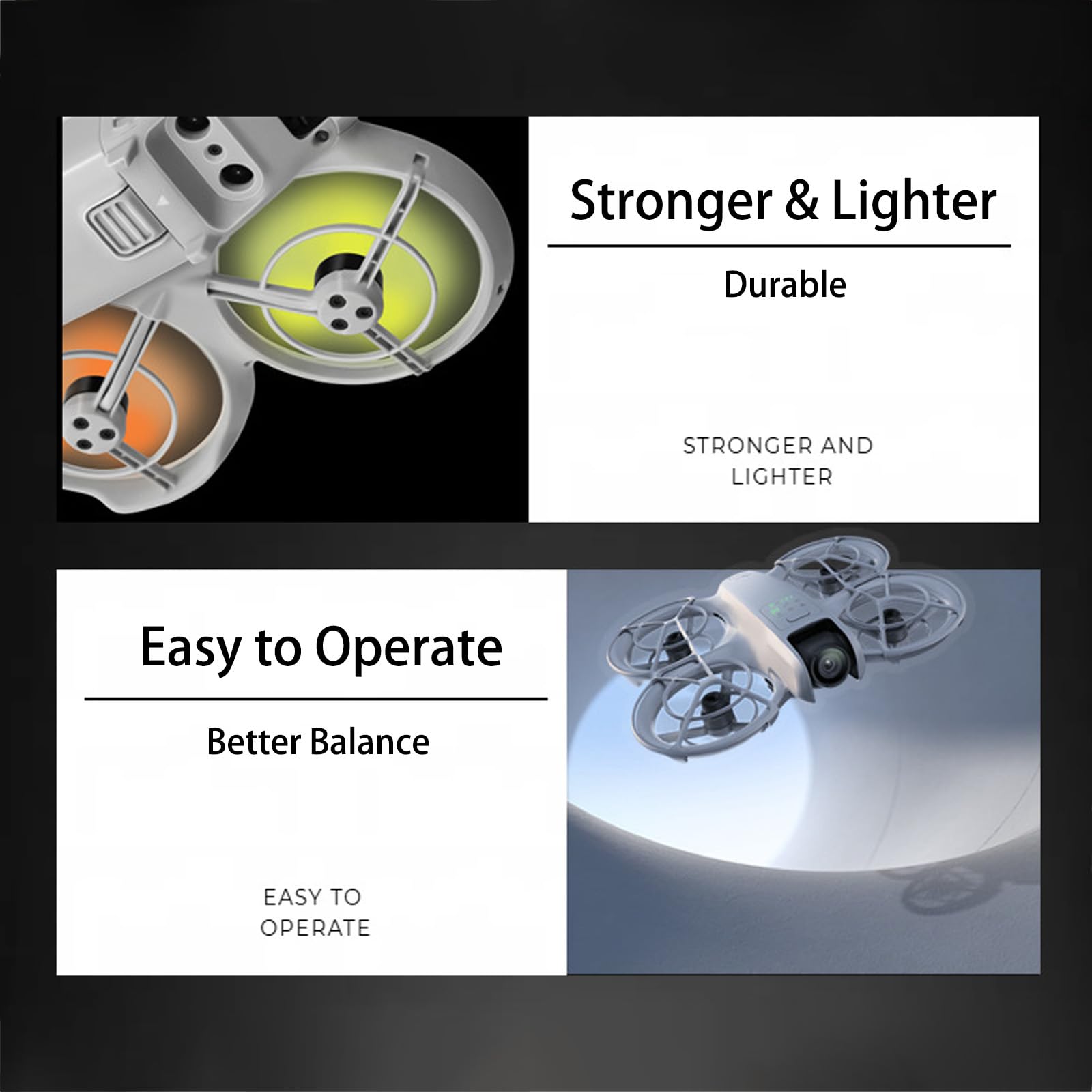 Drone Colorful Propellers for DJI Neo Low Noise Propellers Light Weight Durable Propeller Wing Blades for DJI Neo Accessories Quick Replacement Spare Parts 4pcs (Gray)