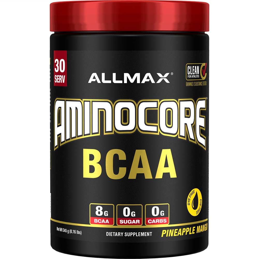 ALLMAX Nutrition AMINOCORE BCAA Powder, 8.18 Grams of Amino Acids, Intra and Post Workout Recovery Drink, Gluten Free, Pineapple Mango, 315 g