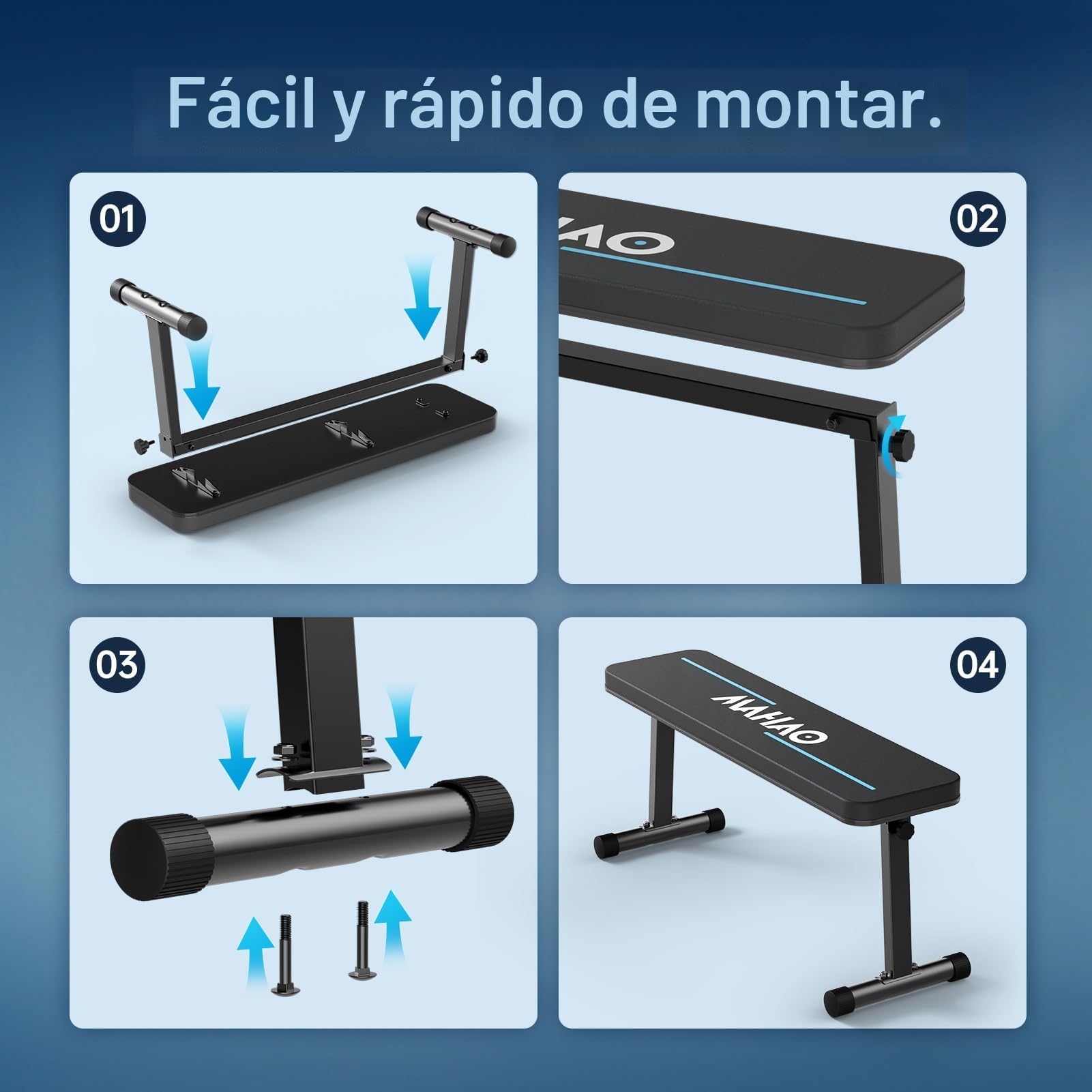 Banco de Pesas Musculacion Plano Plegable, Capacidad de Carga Extrema 300 KG, Banco de Ejercicios Multiusos de Entrenamiento en Casa el Hogar Para el Entrenamiento del Cuerpo