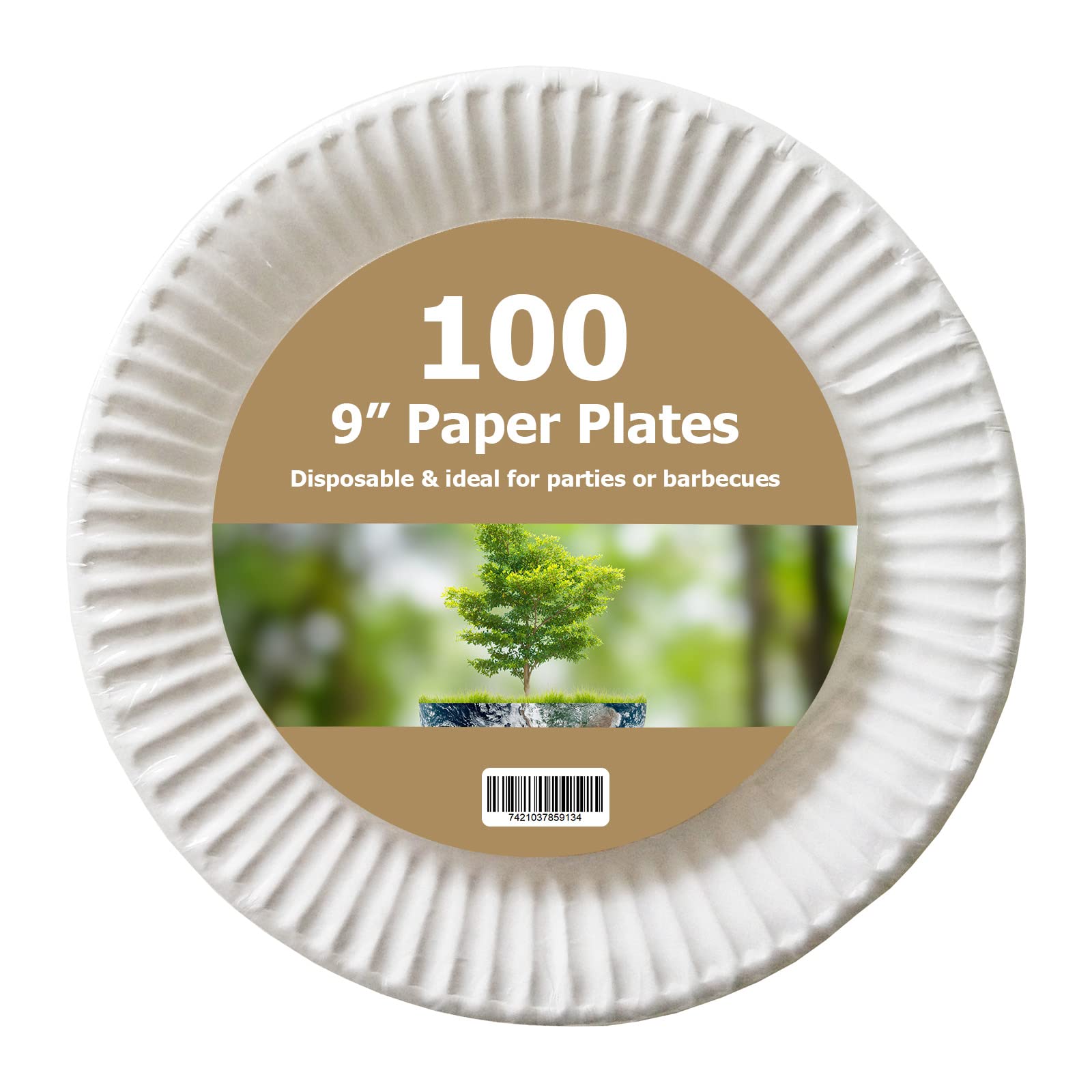 250 platos de papel desechables blancos, platos de fiesta, súper rígidos, biodegradables y compostables, aperitivos de picnic (9 pulgadas de diámetro, 23 cm)