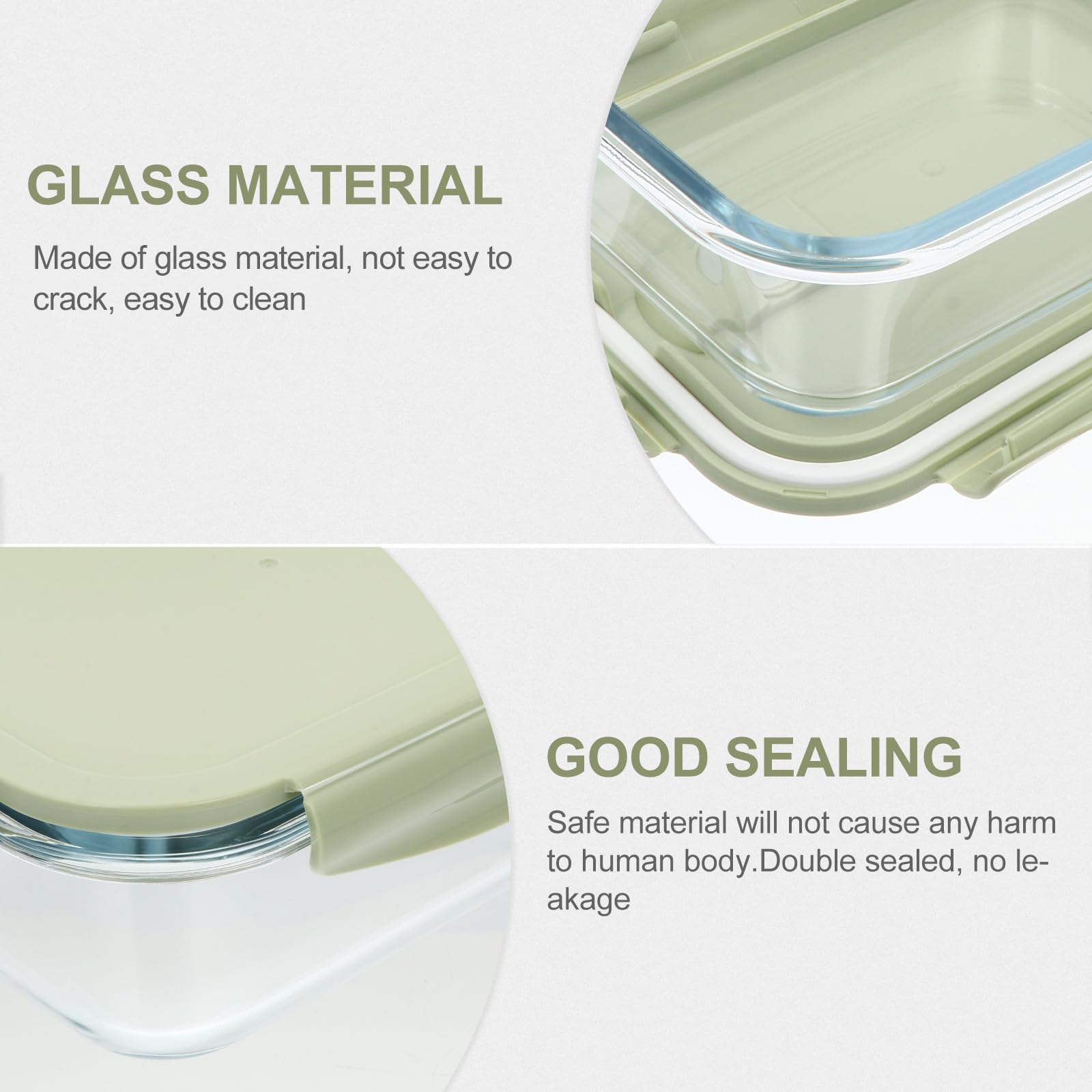 GALPADA 3 Stück Bento Boxen aus Glas und Pp mit Dampfablass und Leicht zu Öffnendem Deckel Wiederverwendbare Brotdosen für Büro und Reise Grün
