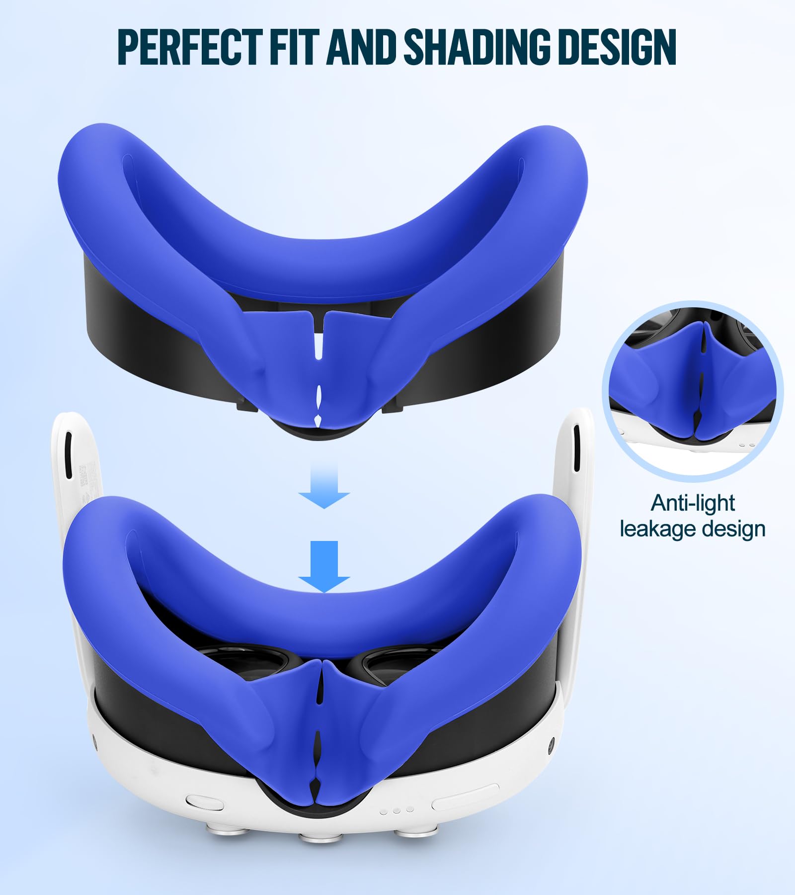 Juego de funda de silicona compatible con Oculus/Meta Quest 3, accesorios de realidad virtual, funda protectora incluye empuñaduras de controlador, cubierta frontal para auriculares y cubierta facial,