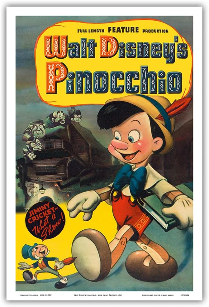 Disney’s Pinocchio with Jiminy Cricket Poster Print