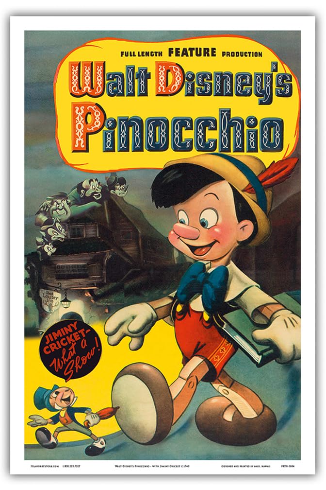 Amazon.com: Disney's Pinocchio - with Jiminy Cricket - Vintage
