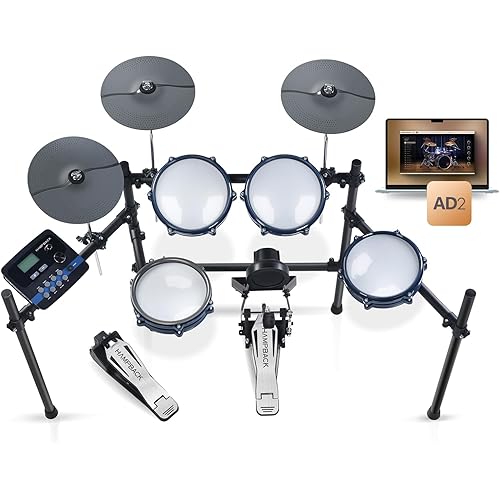 ACE-301 Electric Drum Sets for Beginners with Quite Mesh Pads, 2 Cymbals w/Choke, 15+10 Drum Kits and 329 Sounds, USB MIDI, Recording Function (5 Pads, 3 Cymbals)