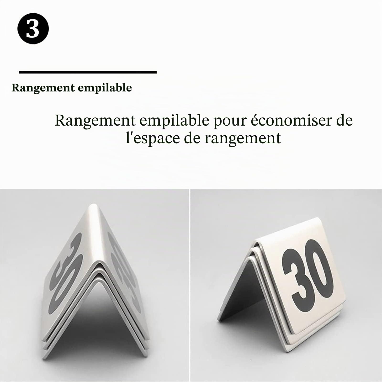 Carte De Numéro Table Signes Plaque Numéro De Mariage Table Restaurant En Acier Inoxydable - Empilables, Carte De Numéro De Table Double Face Pour Restaurants Cantines Cafés