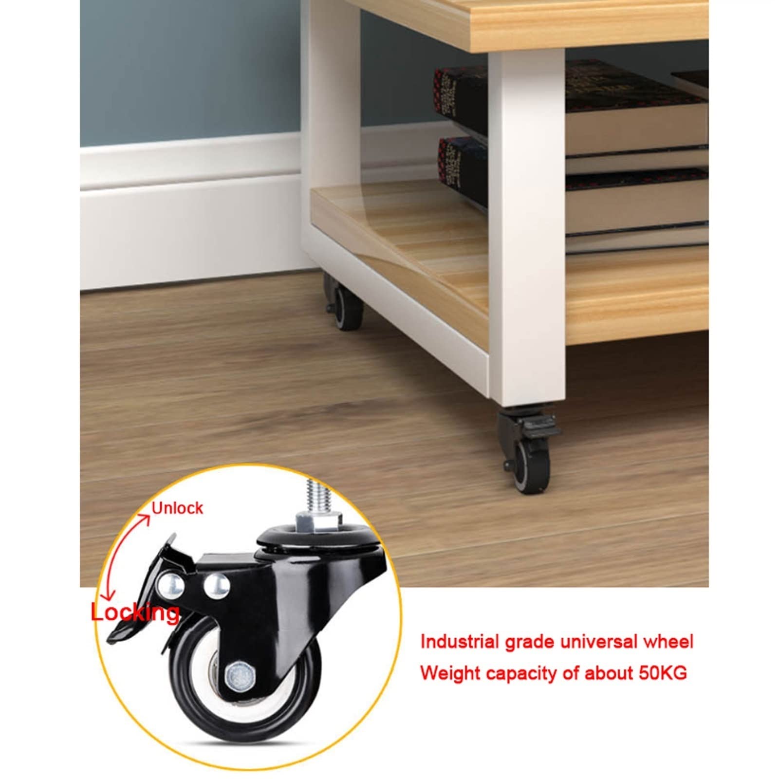 Printerbureau Printerstandaard for onder het bureau 2-laags zwarte rollende printerstandaard Mobiele printertafel Werkwagen met wielen for thuiskantoor Printer plank (Size : L48xD38xH45cm