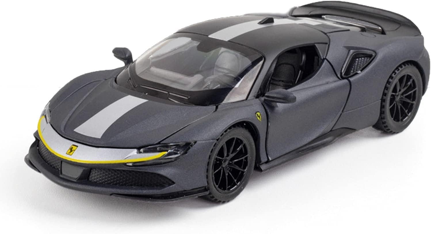 1:32 Diecast Ferrari SF90 Alloy Metal Pull Back Die-Cast Car Scale Model Pullback with Sound Light Mini Auto Toy car for Kids Best Gifts Toys for Kids Boys_Black