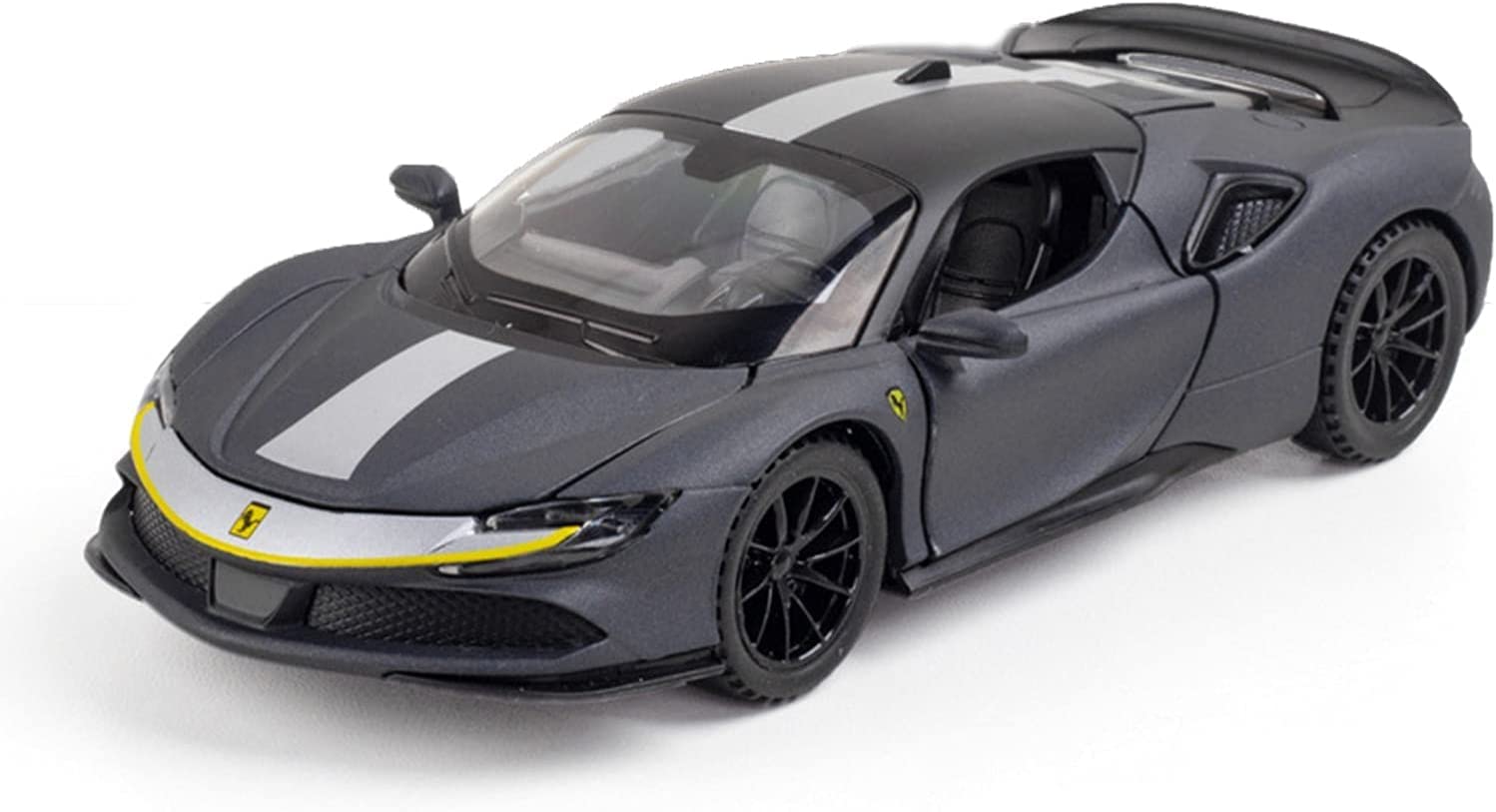 VARIYA ENTERPRISE 1:32 Diecast Ferrari SF90 Alloy Metal Pull Back Die-Cast Car Scale Model Pullback with Sound Light Mini Auto Toy car for Kids Best Gifts Toys for Kids Boys_Black