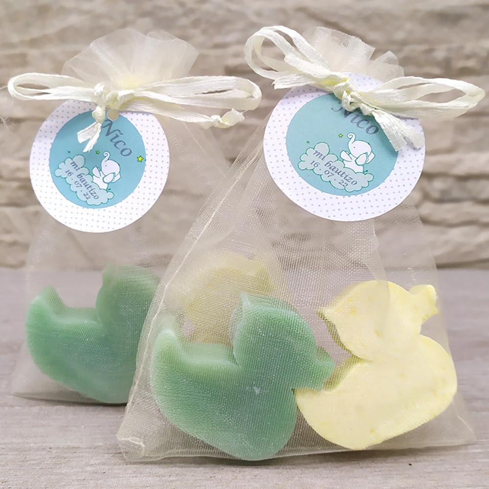 Pack ahorro 100 uds. jabones aromáticos con forma de patito - Detalle para eventos - Regalo original para invitados - Boda, bautizo, comunión - Jabón glicerina con aroma a Pomelo