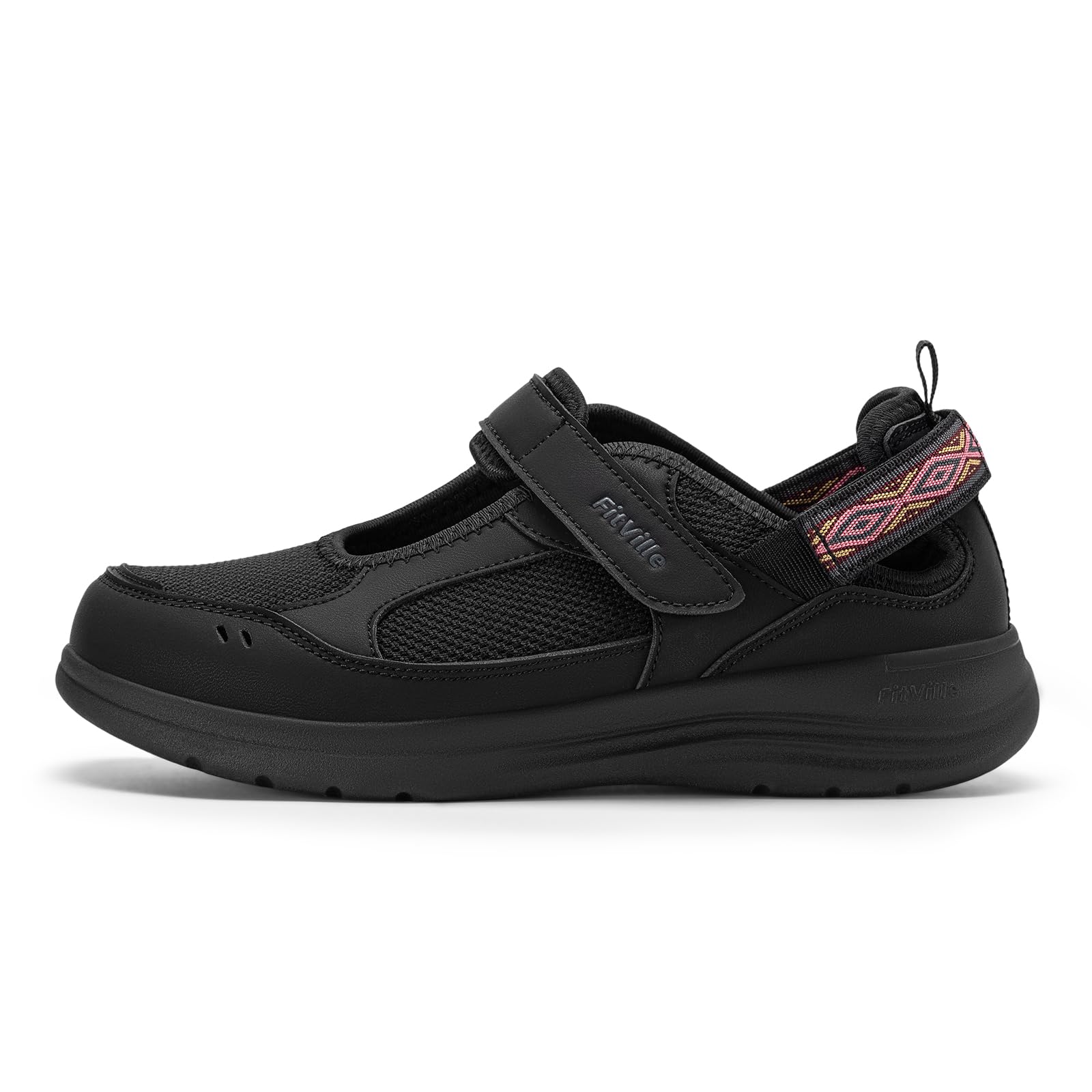 FitVille Sandali Mary Jane Donna con Larghezza Generosa Scarpe Estive con Chiusura Regolabile Leggere, Traspiranti per Passeggiate per Piedi Larghi