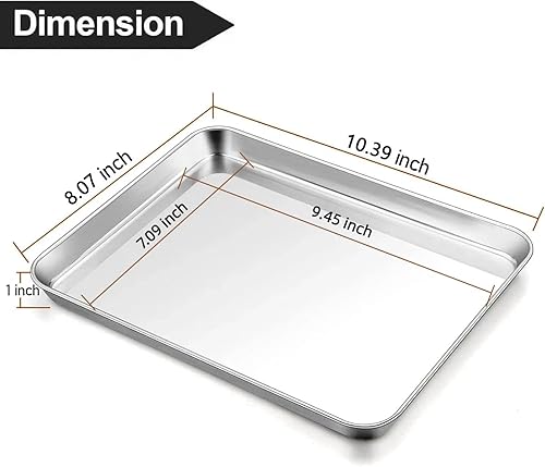 Miniatura 10 de Umite Chef - Juego de 2 bandejas para hornear de acero inoxidable, bandeja profesional de 18 pulgadas, no tóxica y saludable, acabado espejo y libre