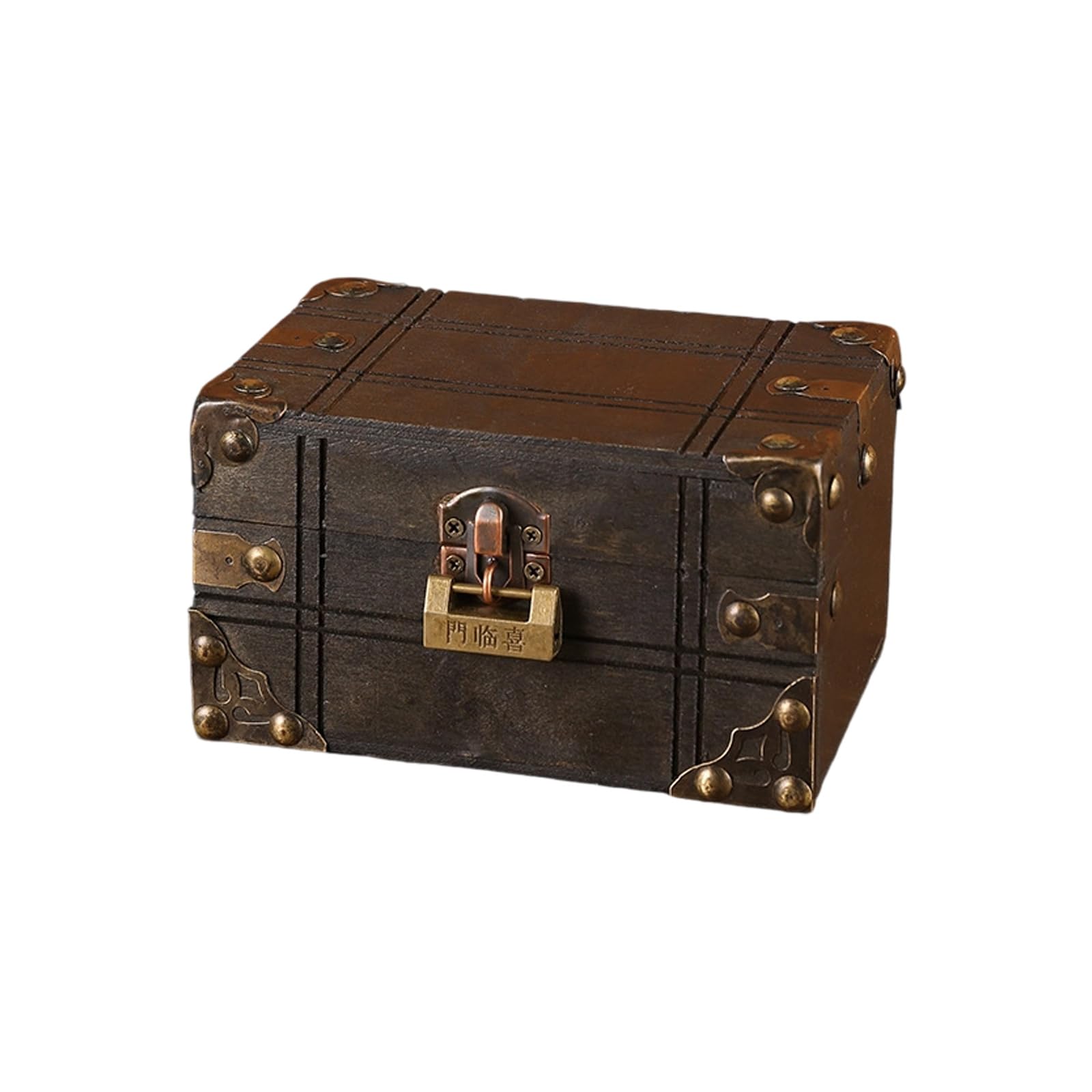 Tsophreniq Pirate Themed Wood Treasured Chest with Secret Code for Mysterious Storage and Home Decoration Daily Use Elegant Jewelry Box