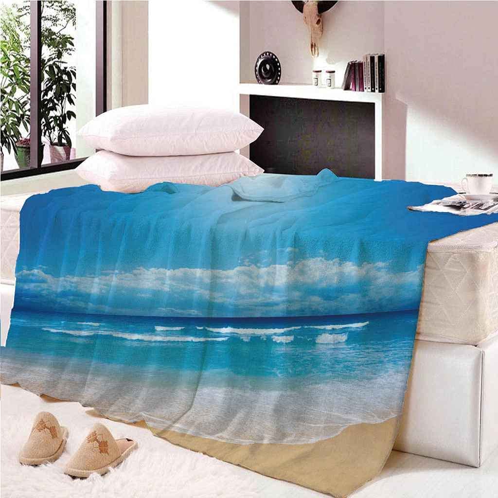 Coperta In Flanella 150x150 Cm - Motivo Cielo Azzurro Con Nuvole, Morbida E Calda Per Letto E Divano