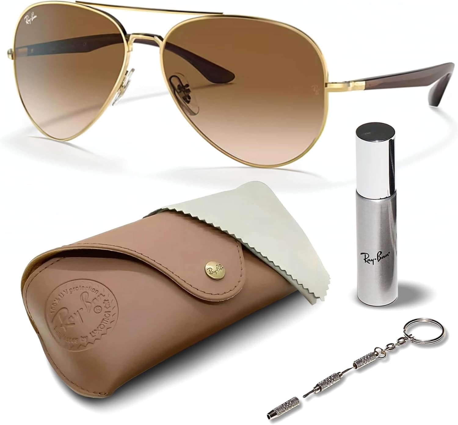 Ray-Ban RB3675 Pilot Shaped Sunglasses for Men & Women with Official RAYBAN Eyewear Kit