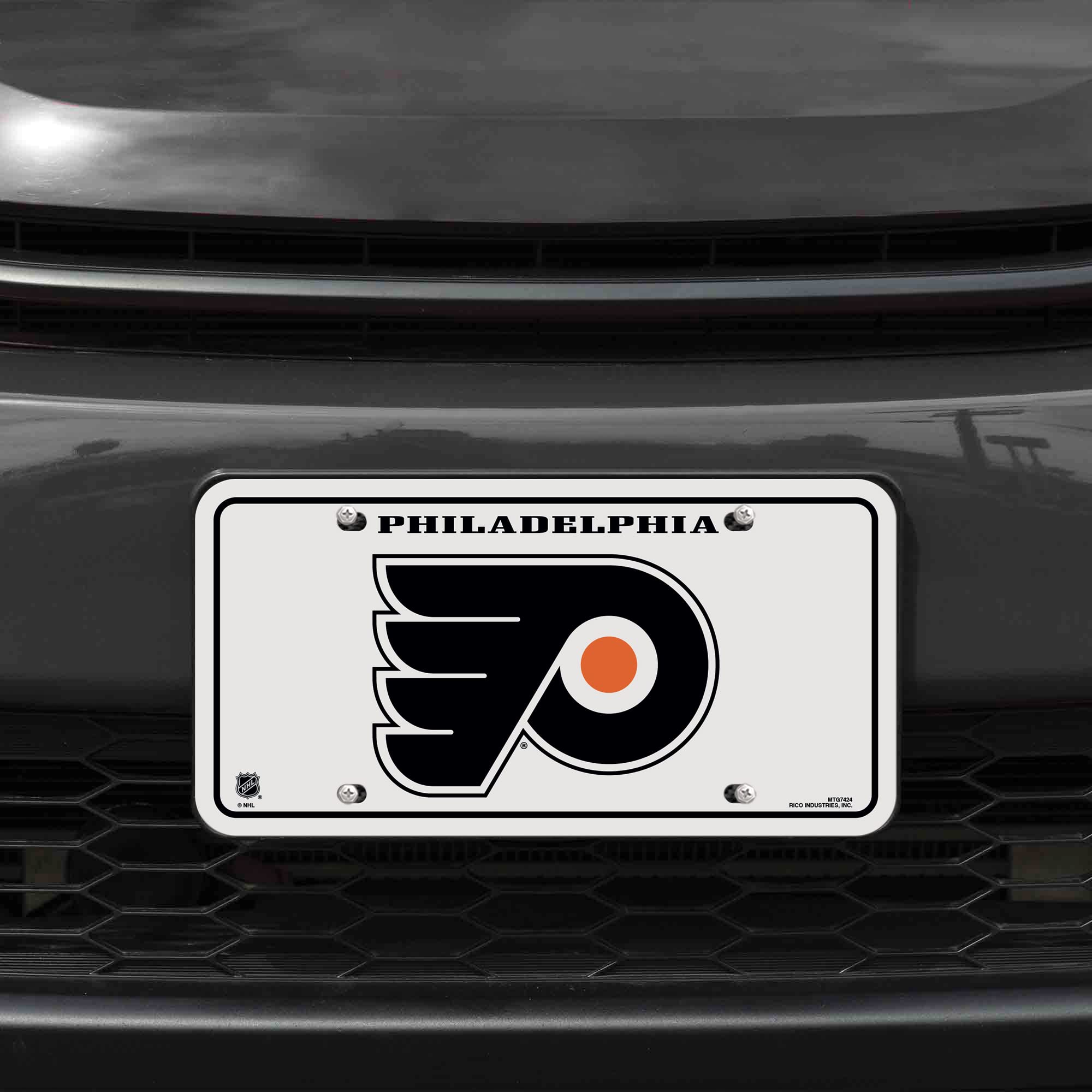 Rico Industries NHL Hockey Philadelphia Flyers City White Metal Auto Tag 6