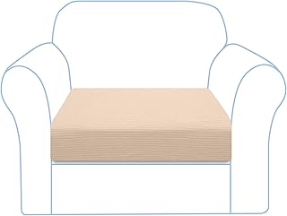 Granbest Housse de Coussin de Siège de Canapé Extensible Housse de Coussin de Canapé Housse de Siège Jacquard Spandex pour Canapé Lavable en Machine(1 Places,Beige)