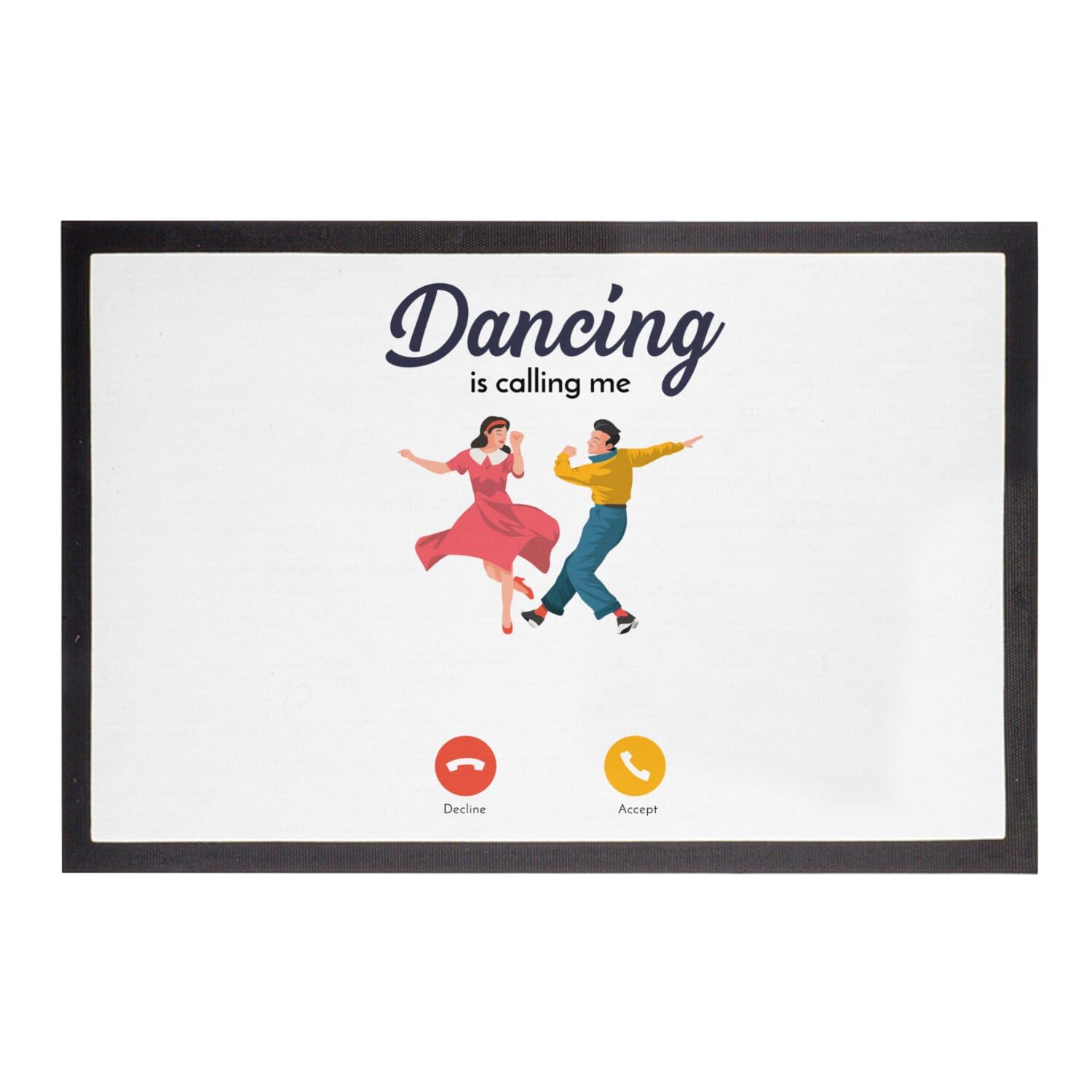 Paillasson blanc antidérapant 60x40cm stop saleté motif danse