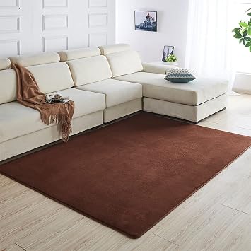 Drum Rug Drum Mat, Sound Insulation Pad Non-Slip Floor Mat Velvet Fabric Drum Carpet Shock Absorption Mat, for Living Room Bedroom Home Decor Color Coffee, Size 230x160cm