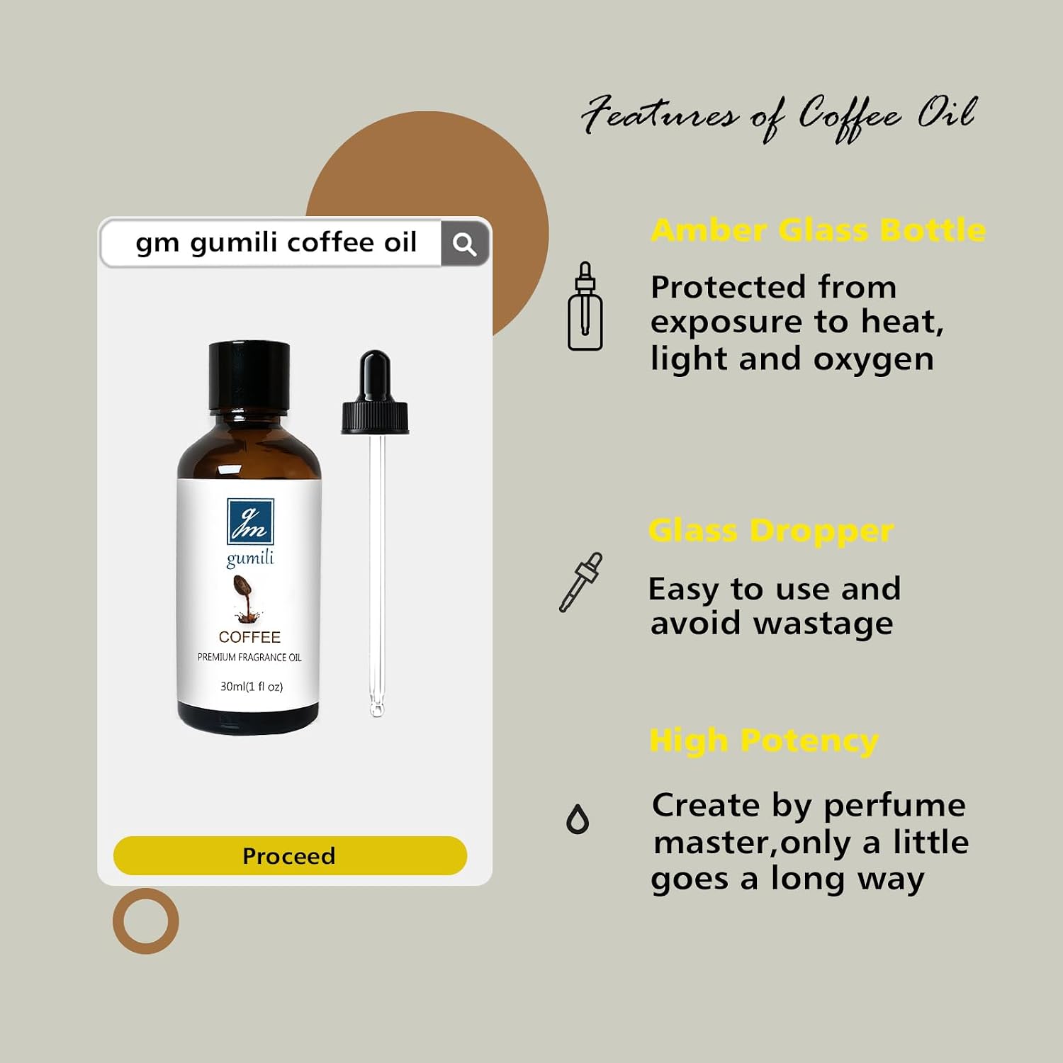 GM Gumili Coffee Fragrance Oil, Perfume Oil for Diffuser, 1 Oz image 4