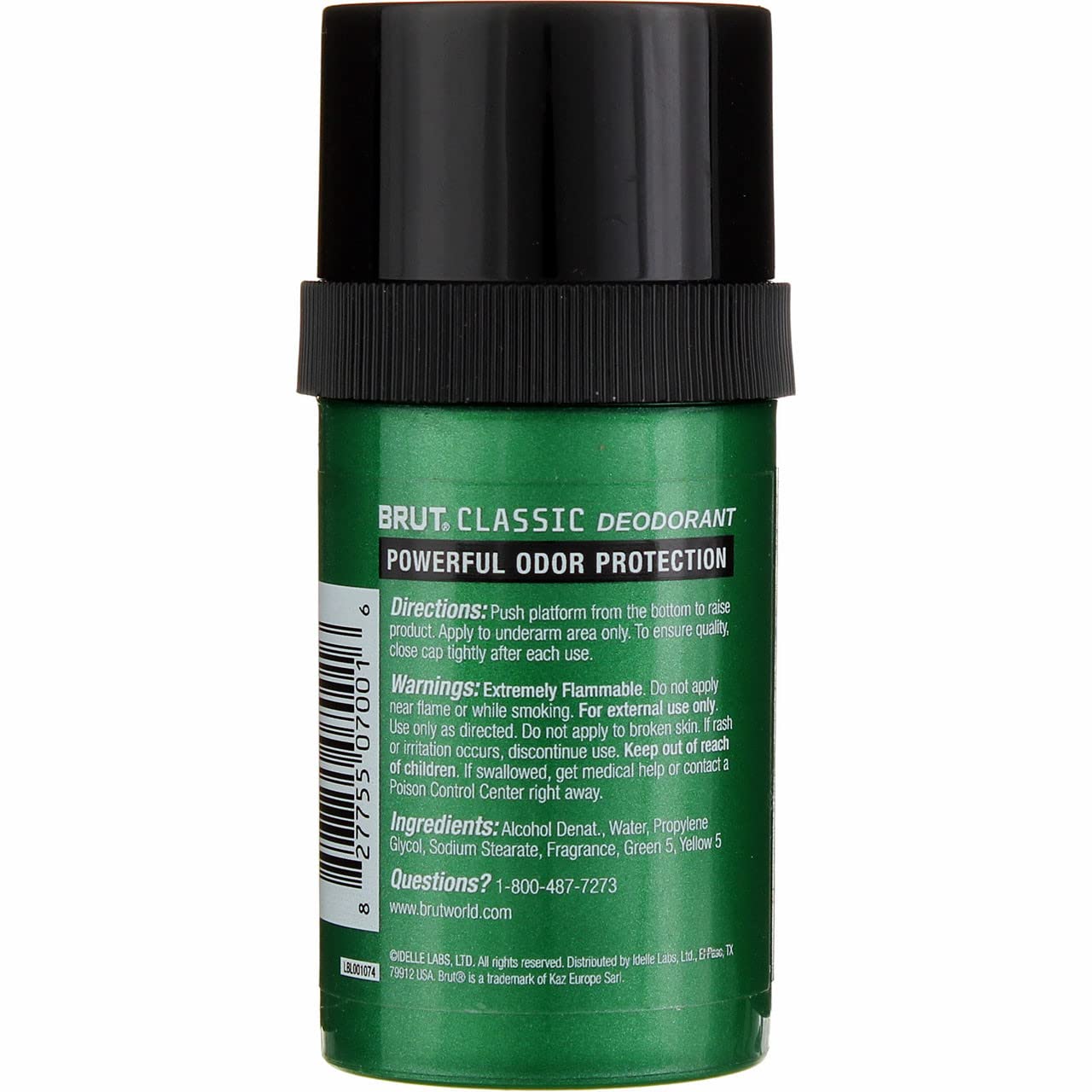 Brut Round Solid Deodorant For Men, 2.5 oz (Pack of 5)
