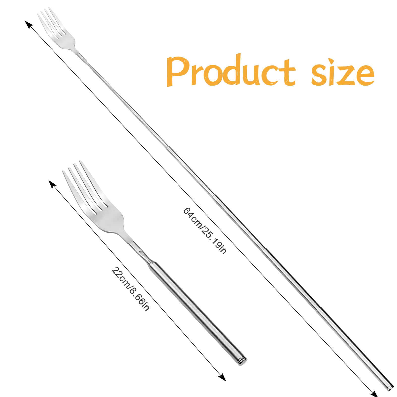 Forchetta Telescopica, 2 pz 64,6 CM in acciaio inox lunga telescopio forcella allungabile forchetta da barbecue manico lungo forchetta per Tostatura Barbecue Cena Frutta Dessert
