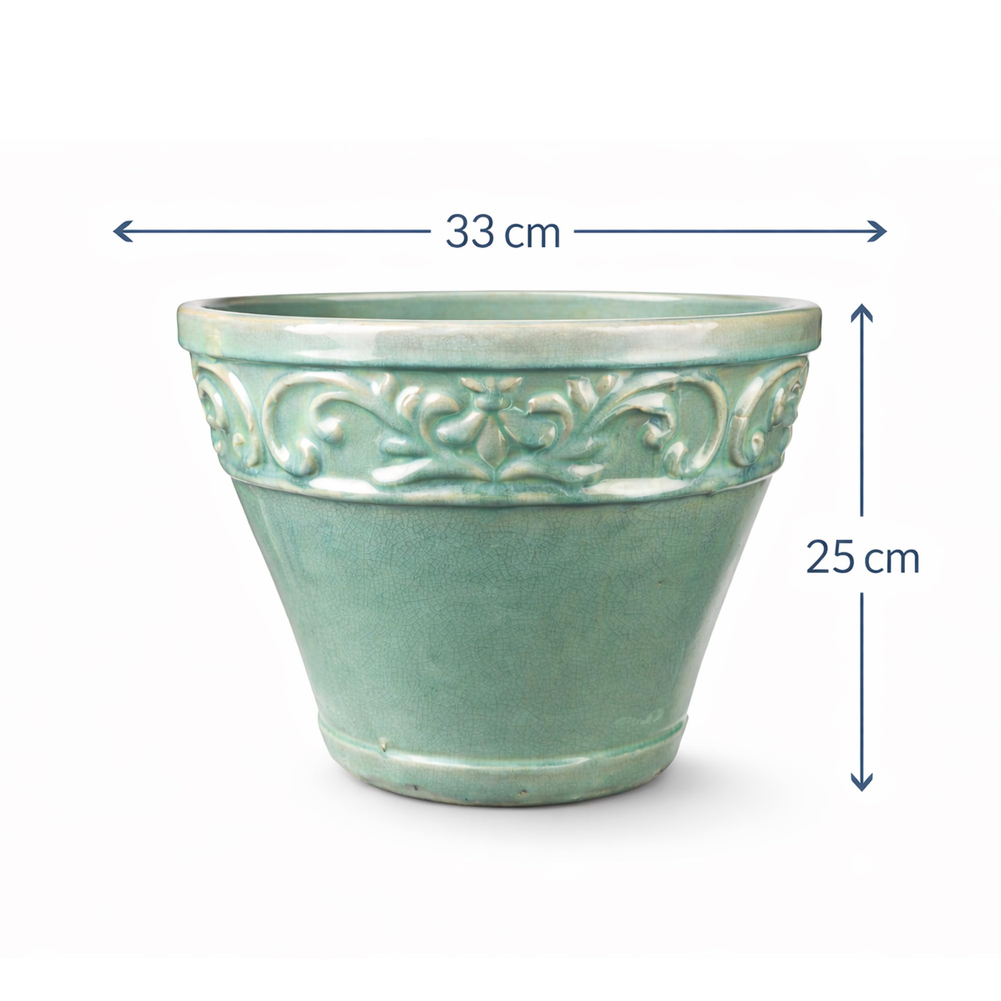 Steinzeug-Blumentopf/Pflanzkübel Cam Bordo Jade-Grün 33x25cm frostfest