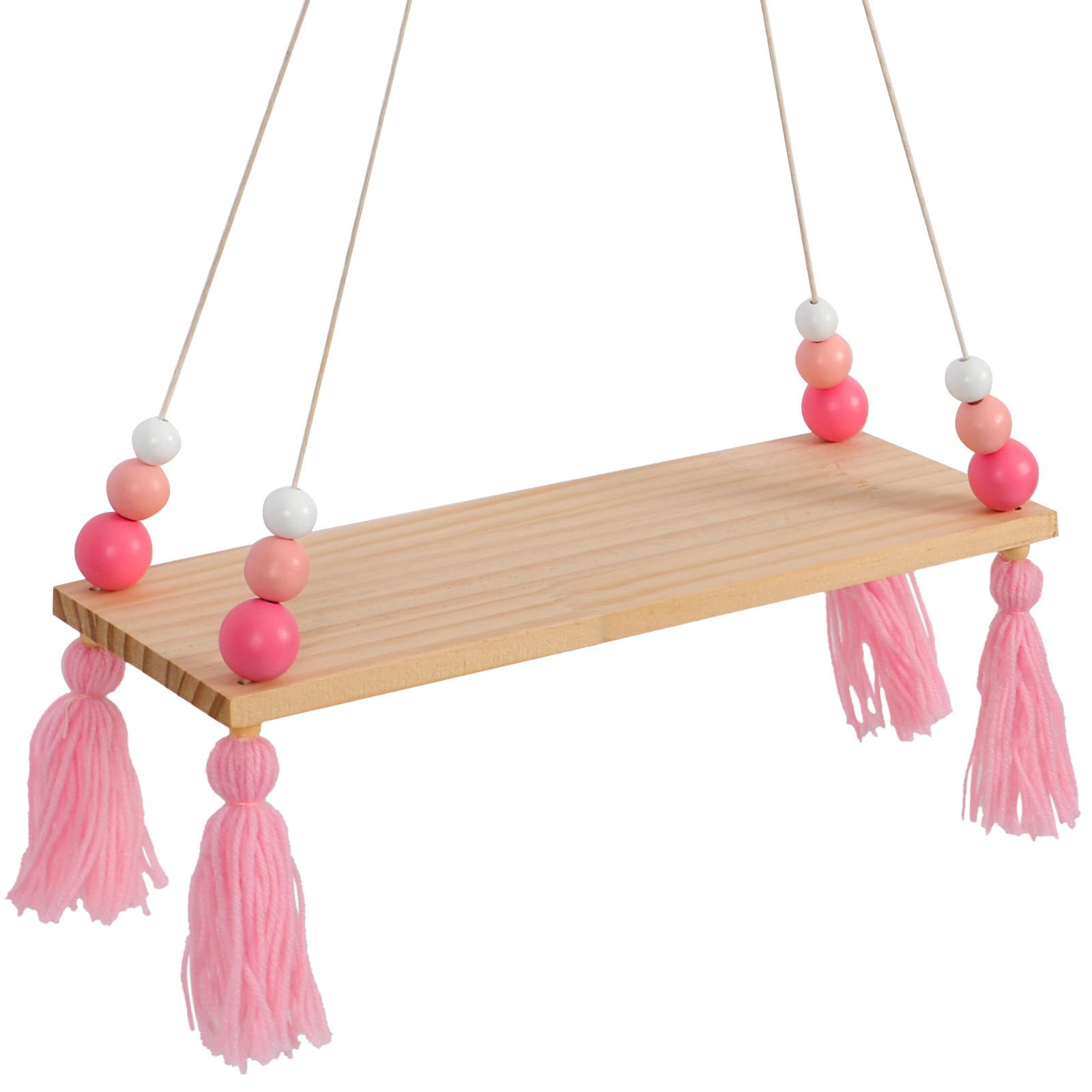 Estantes de pared de madera rosa estilo nórdico de almacenamiento flotante