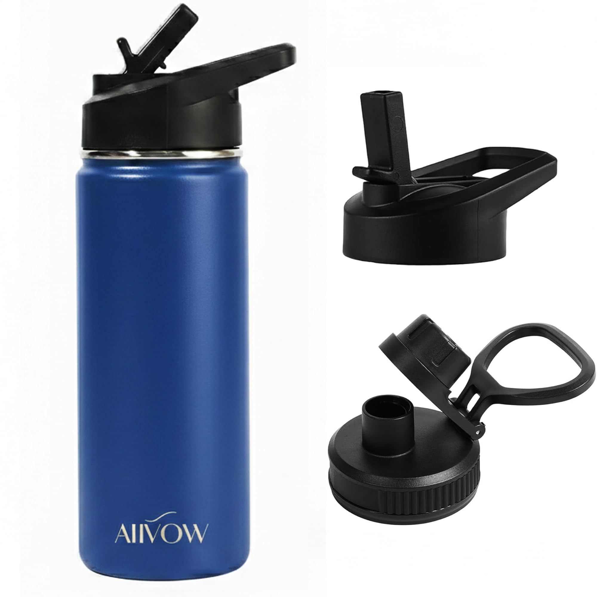 Botella de agua de 32 onzas con popote, botella de agua grande de acero inoxidable con aislamiento de metal, botella de agua grande para deportes para hombre con 2 tapas, taza térmica para