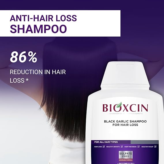 Bioxcin Black Garlic Shampoo 3 x 300 ml – Against Hair Loss, BioComplex B11 and Plant Extract Strengthening Formula – 3 Al 2 Pay