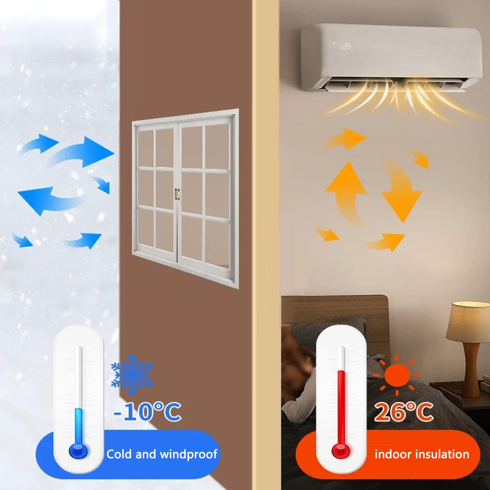 Raamisolatiefolie voor de Winter,Transparante Isolerende Folie voor Ramen,Raamisolatie Kit,Isolatiefolie voor Ramen,Thermo Cover Isolerende Film,voor Thuis,Op Kantoor (60x150cm/24x59