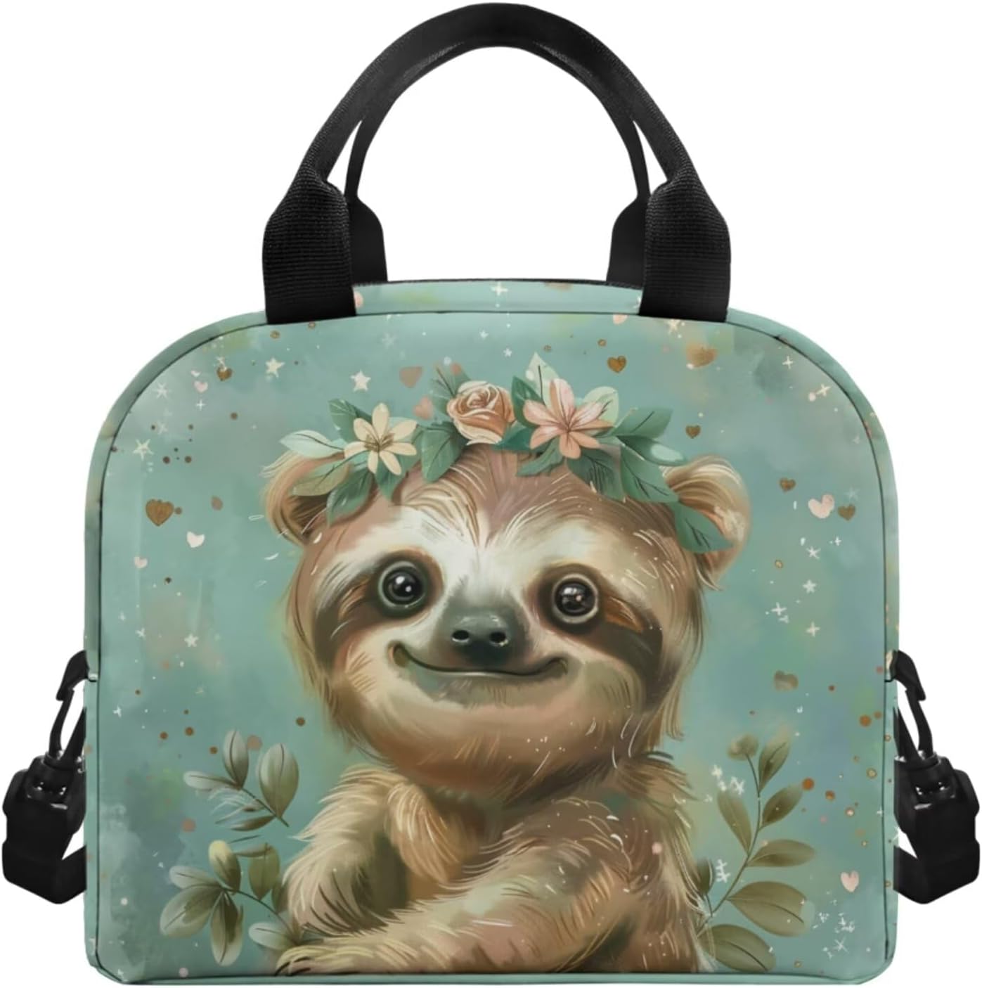 Flashideas Cute Sloth 4Pcs Girls Backpack for School with Lunch Box Insulated Water Bottle and Water Bottle Carrier 20oz Water Bottle Suitable for Elementary Middle School High School
