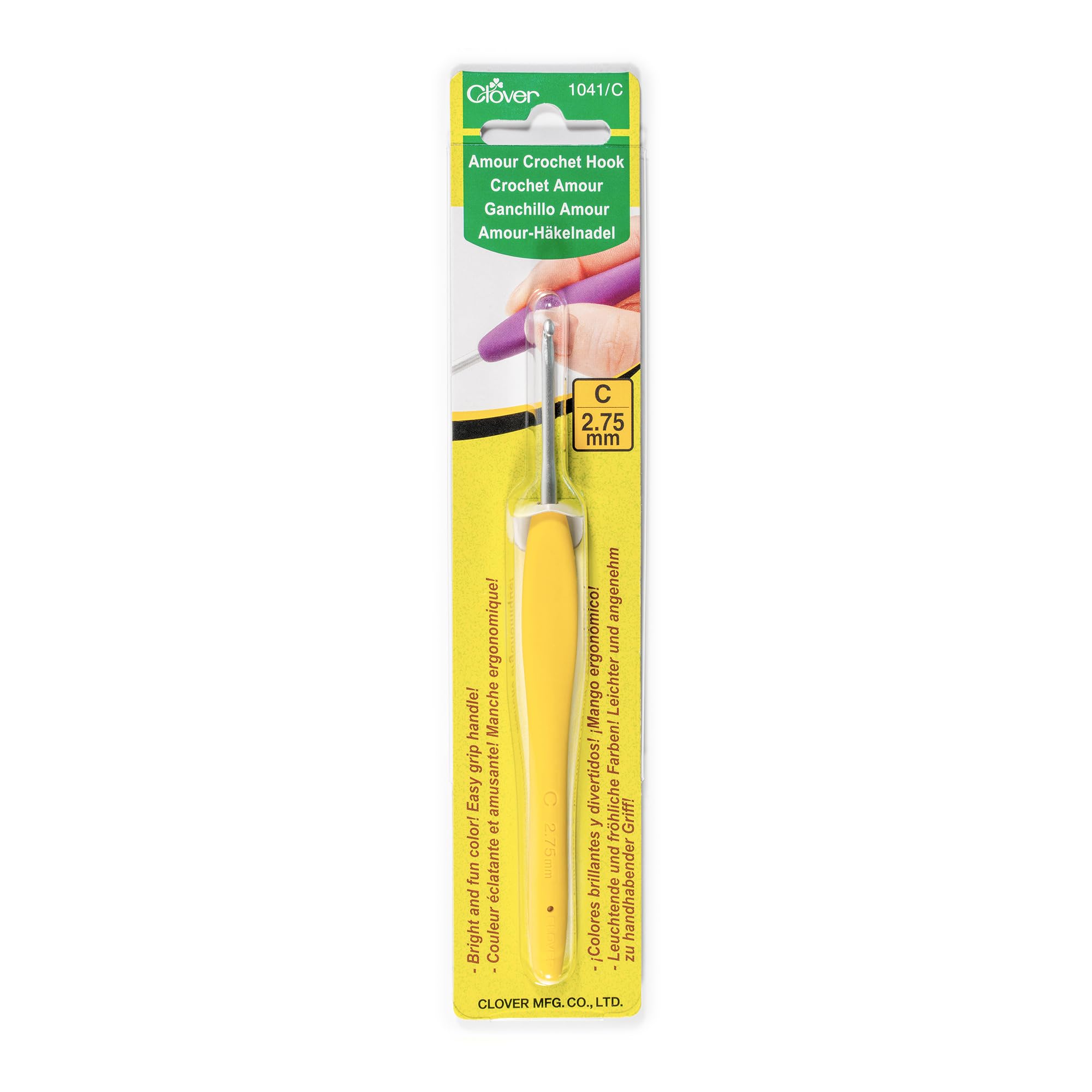 Clover Amour Crochet Hook-Size C2/2.75mm, Other, Multicoloured, 3.27 x 6.44 x 22.32 cm